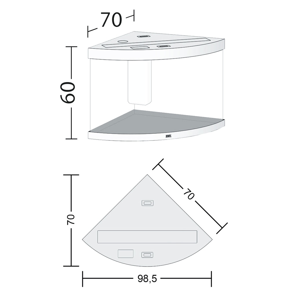 Juwel Acquario Trigon 190 Litri LED Nero mis. 98,5x70x60H cm