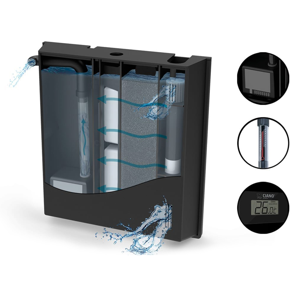 Askoll Ciano Acquario Aqua 60 Led Nero completo 58lt con Cycle e Acqua amica omaggio