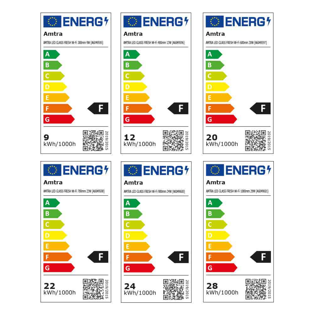 Amtra Led Glass Fresh Lampada a Led Regolabile con Dimmer e Timer inclusi 480mm 12W (T5 24/28W T8 18W)