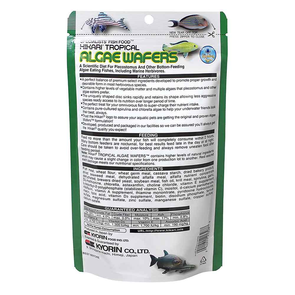 Hikari Algae Wafers per Pulitori e altri pesci vegetariani 82g
