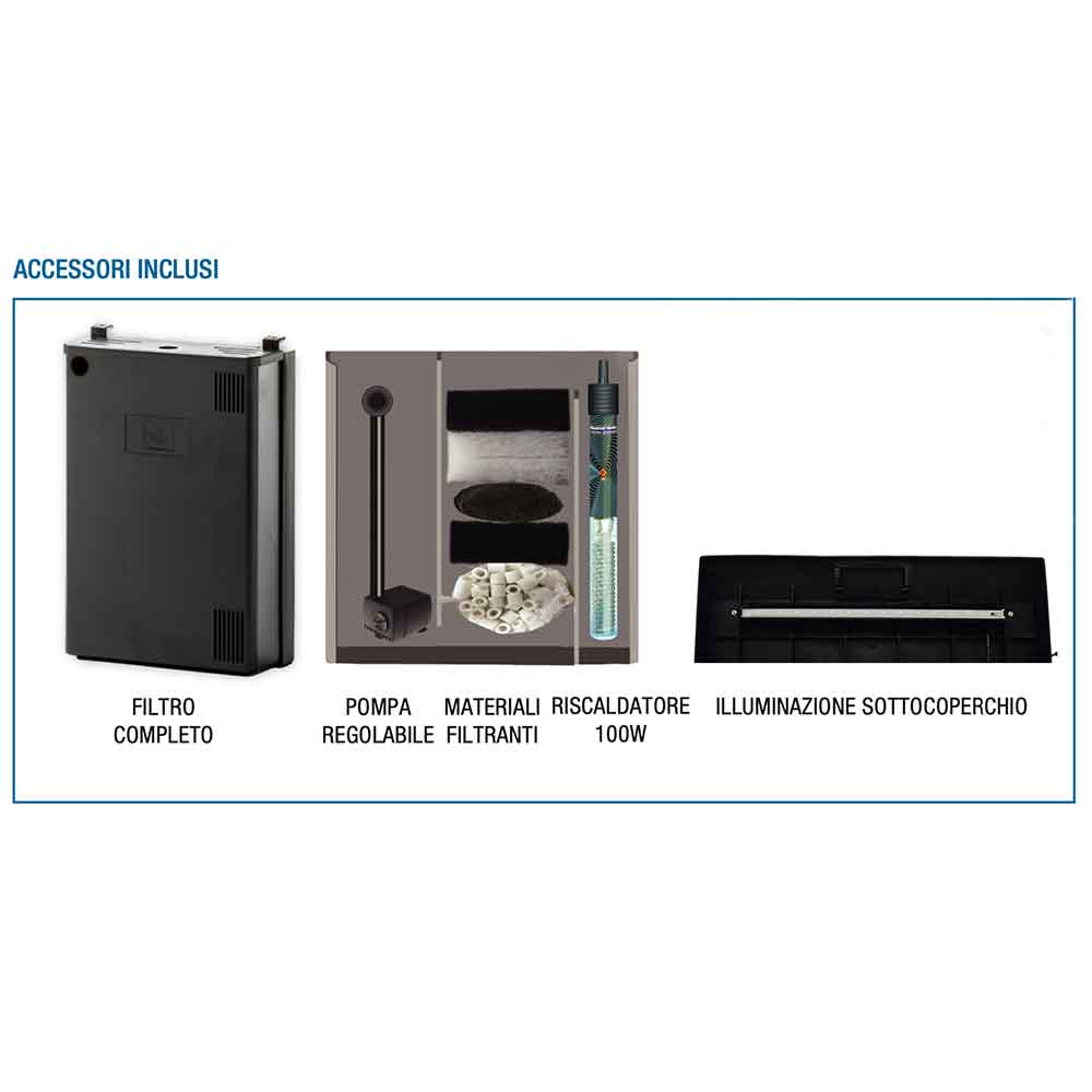 Blu Bios Acquario Magis 60 Nero 59x31x39h cm 60 Litri