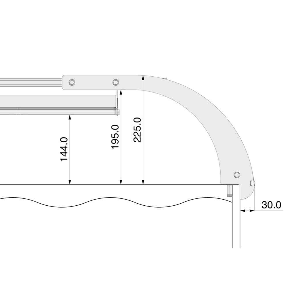 Gnc Bridge 3 Supporto per 3 Plafoniere BluRay per Vasche da 180 a 228cm