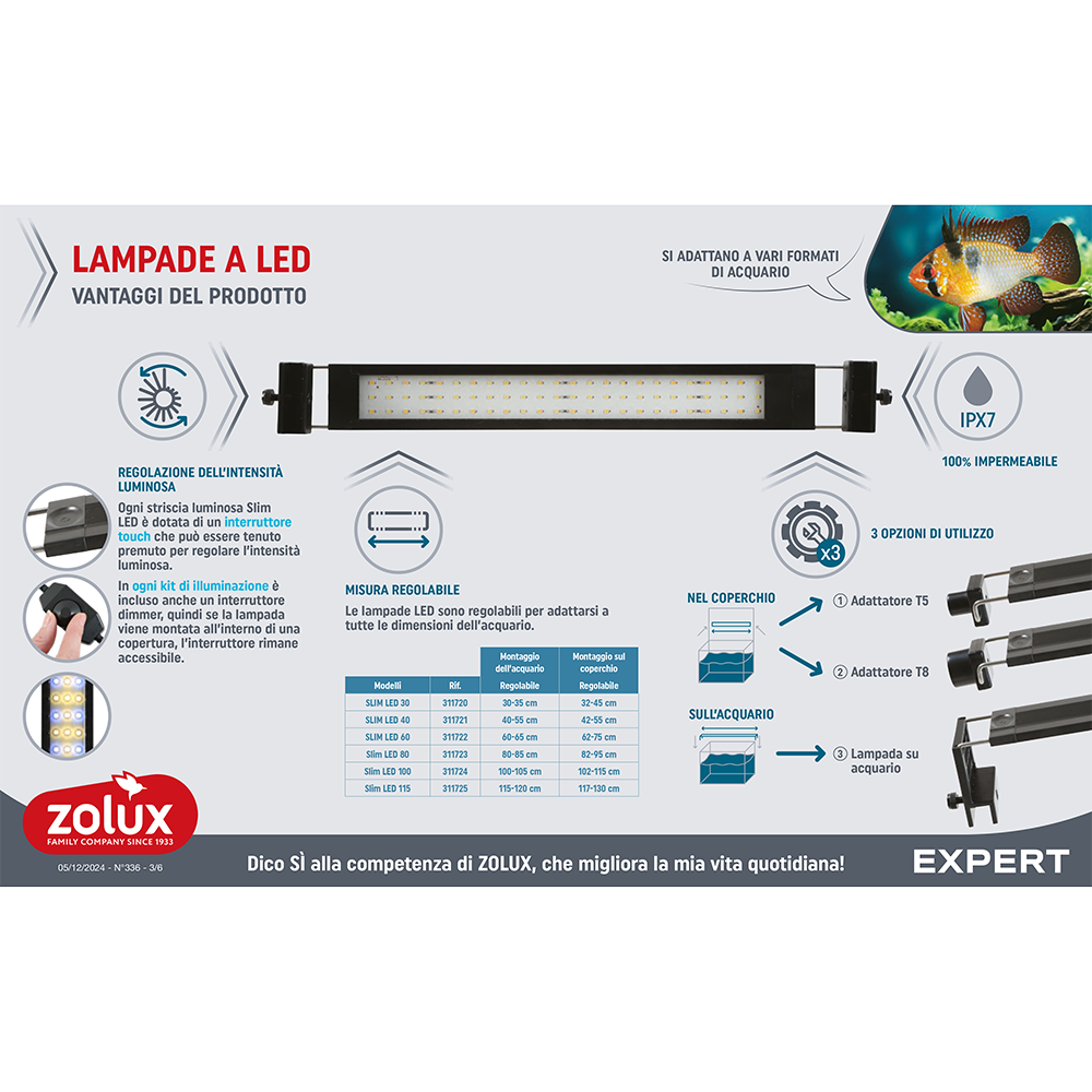 Zolux Slim Led Aquaya Lampada multiuso per acqua dolce