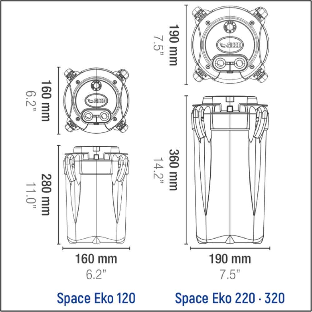 Sicce Space EKO + 320 Filtro esterno fino a 320 Litri