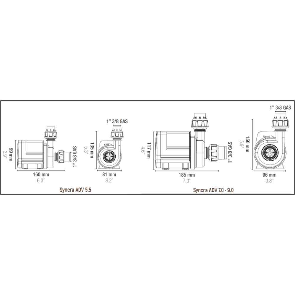 Sicce Pompa Syncra ADV 9.0 pompa di ricircolo interna/esterna regolabile 9000L/h cavo 3 metri