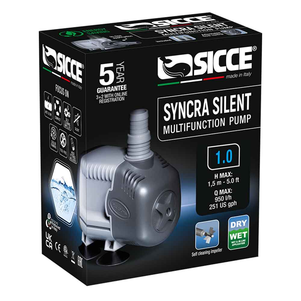 Sicce Pompa Syncra Silent 1.0 pompa di ricircolo interna/esterna regolabile 950L/h