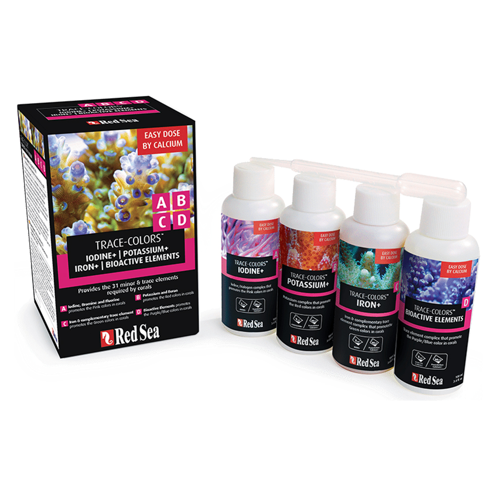 Red Sea Trace Colors A B C D Iodine, Potassium, Iron, Bioactive elements, 4x100ml