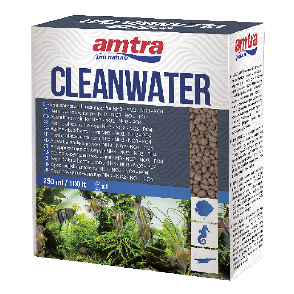 Amtra Cleanwater Resina assorbente (NH3 NO2 NO3 PO4) per dolce e marino 250ml per 100lt