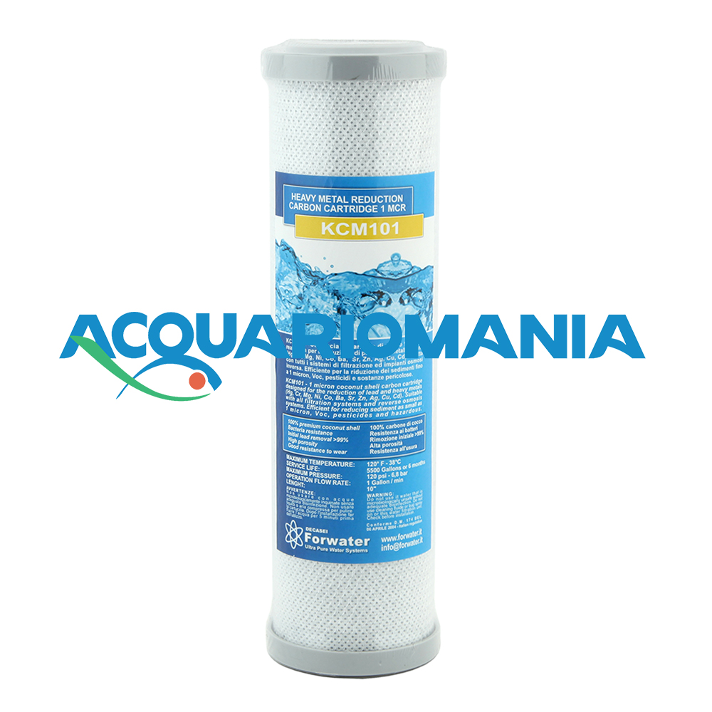 Forwater KCM101 Cartuccia Carbone 1mcr Cocco per riduzione metalli pesanti
