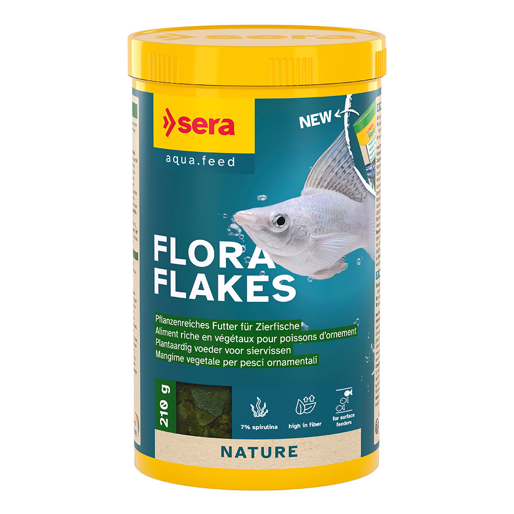 Sera Flora Flakes Mangime vegetale per pesci che si nutrono in superficie 1000ml 210g