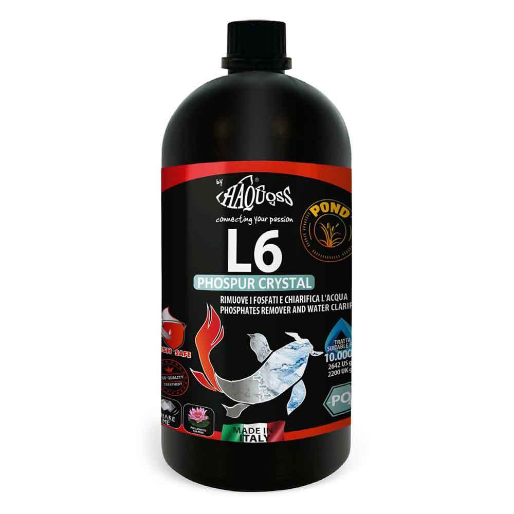 Haquoss Pond L6 Rimuove i Fosfati e chiarifica l’acqua del Laghetto 2,5Lt per 25000Lt