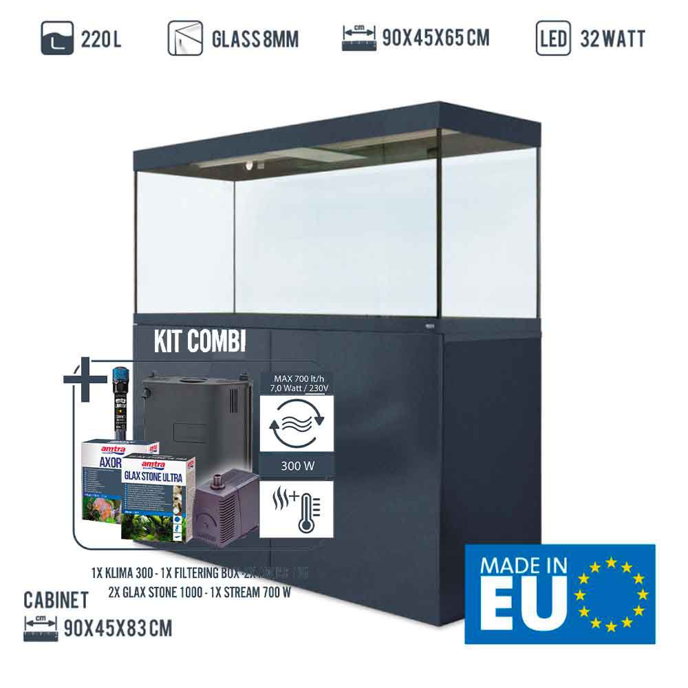 Amtra Acquario Alux Grey Combi con Mobile e Filtraggio 330L 120x50x148h cm