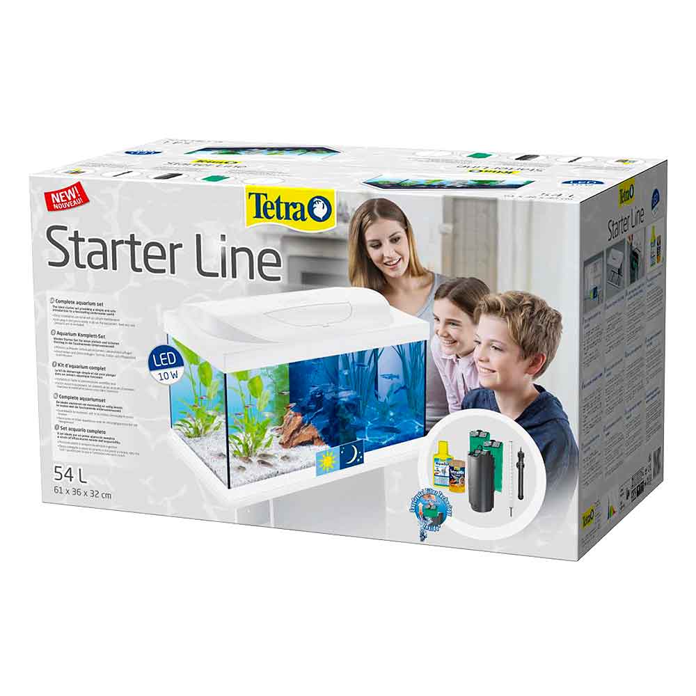 Tetra Acquario Starter Line 54 Led 10W Completo 61x31x35cm 54 litri con Luce Notturna Bianco