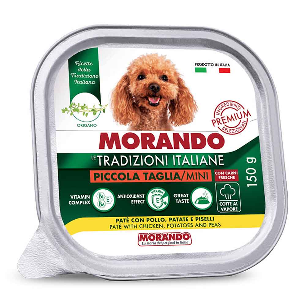 Morando Premium Patè Piccola Taglia per Cane con Pollo Patate e Piselli 150gr