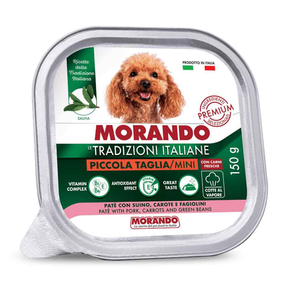 Morando Premium Patè Piccola Taglia per Cane con Suino Carote e Fagiolini 150gr