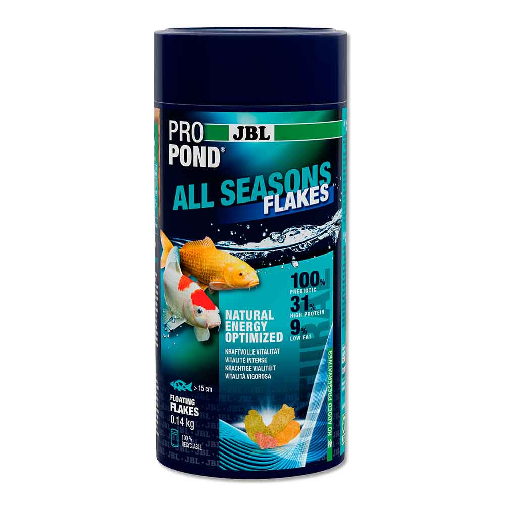Jbl Pro Pond All Season Flakes Mangime scaglie quattro stagioni per koi e altri pesci da laghetto 1L 0,14Kg New 2025