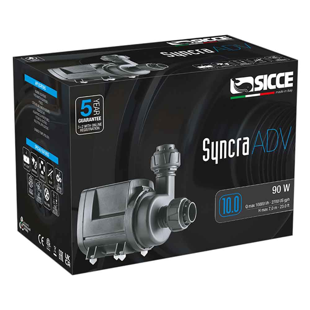 Sicce Pompa Syncra ADV 10.0 pompa di ricircolo interna/esterna regolabile 10000L/h cavo 3 metri