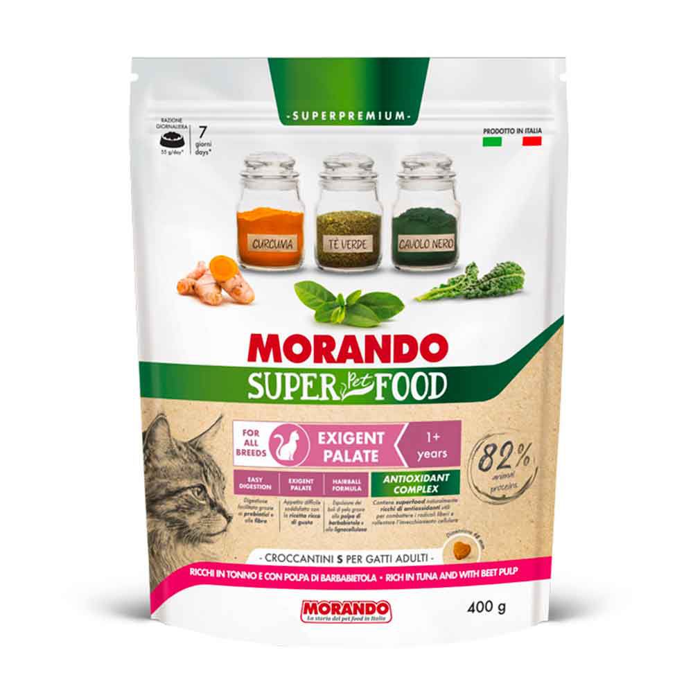 Morando Superpremium Crocchette Exigent Palate S Ricchi in Tonno e con Polpa di Barbabietola 1,5Kg