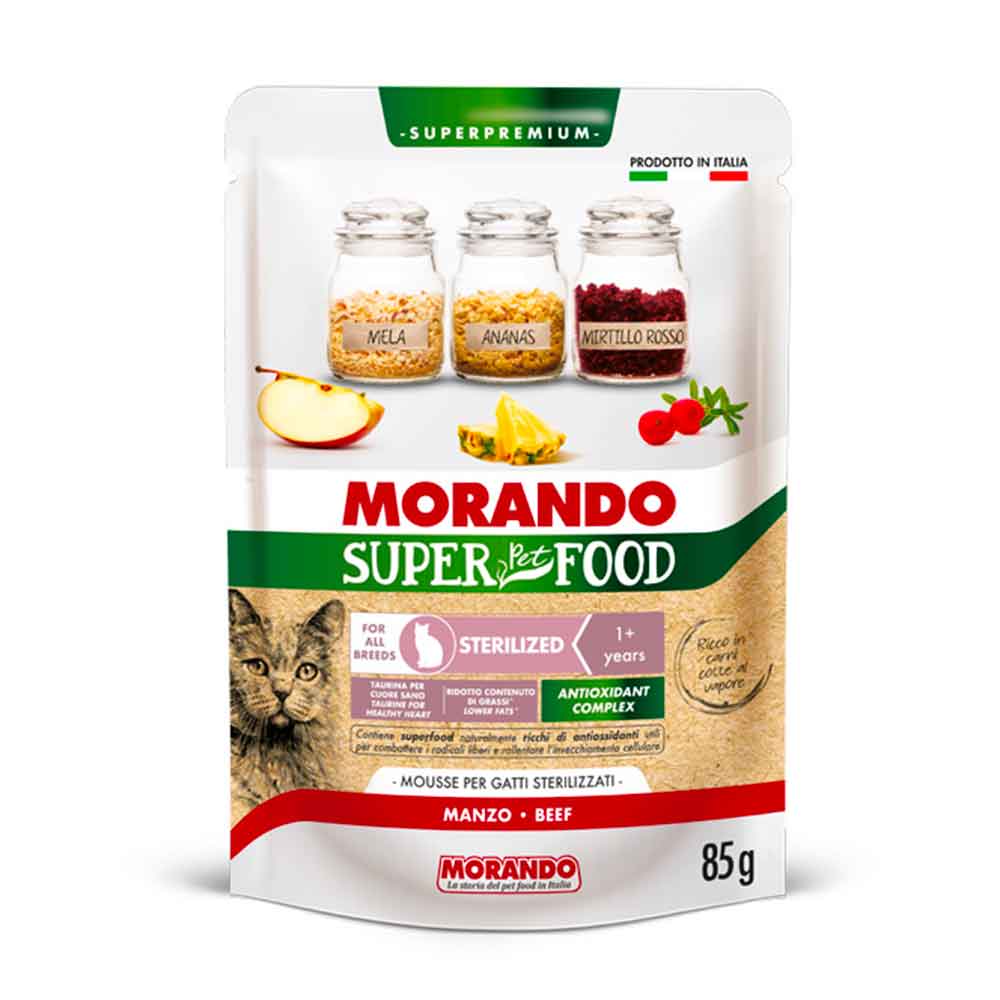 Morando Superpremium Umido per Gatto Sterilized Mousse Manzo 85g