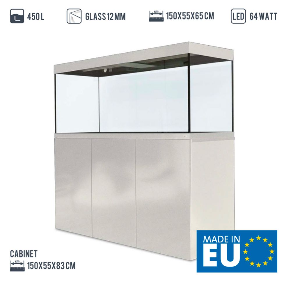 Amtra Acquario Alux Bianco Combi con Mobile 450L 150x55x148h cm