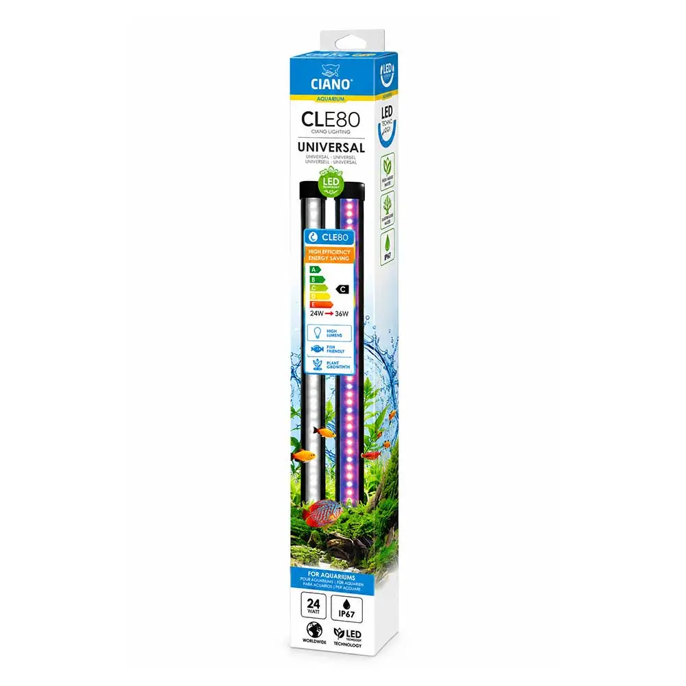 Ciano CLE80 Universal Gruppo Luce LED 24W 78 cm 1800 Lumen per Acquari 80-100 cm