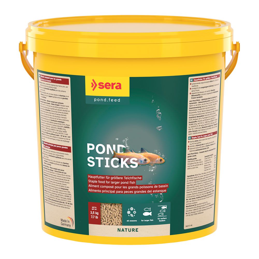 Sera Pond Sticks Nature Mangime Principale per Pesci da Laghetto21l 3,5Kg