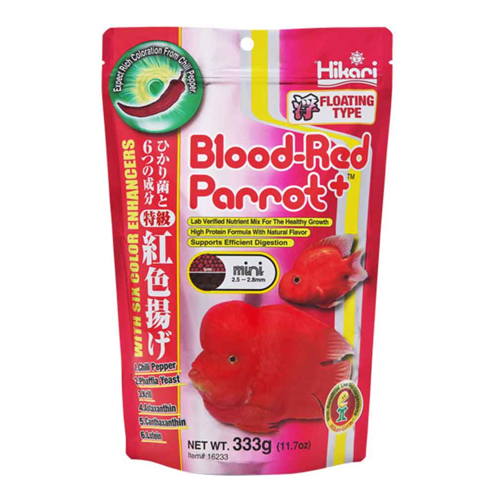 Hikari Blood Red Parrot Mini pellet alimento con peperoncino 333gr
