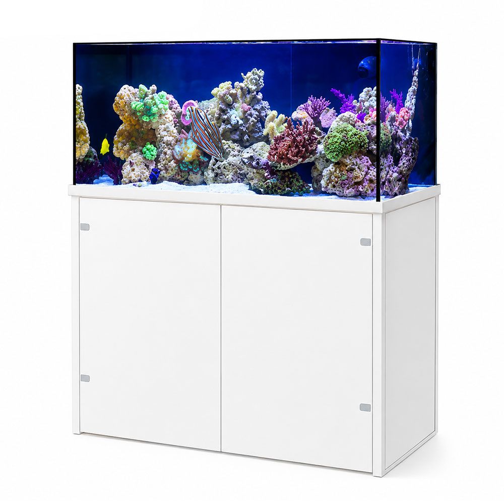Genesi Acquario Marino Reef Plus Extrachiaro Completo con Sump e Supporto in Alluminio Bianco 100x50x50h cm