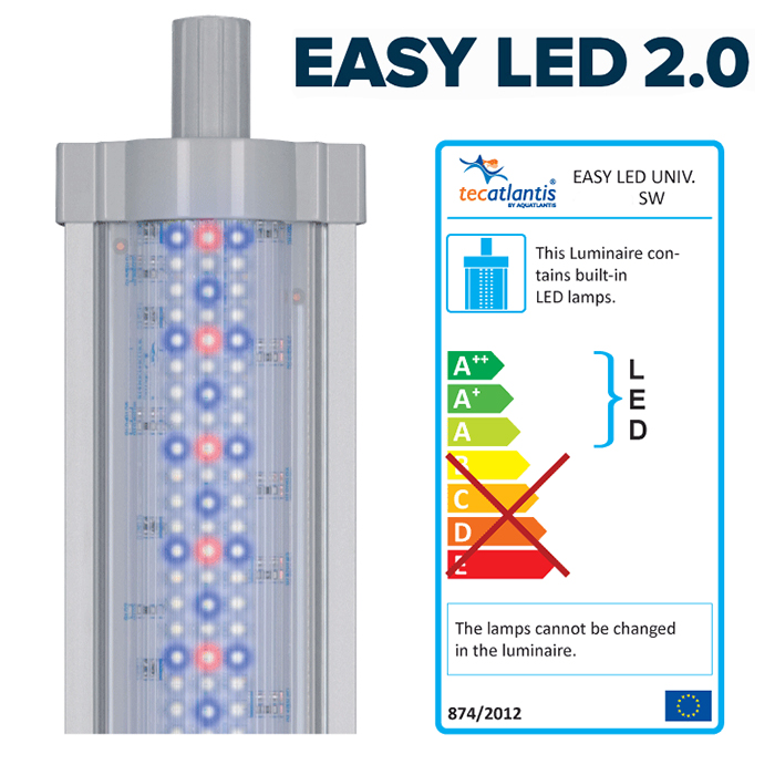 Aquatlantis Easy Led Universal 2.0 Marine & Reef Lampada per attacco T5/T8/singola (ex 45W/30W) 895 mm 44W